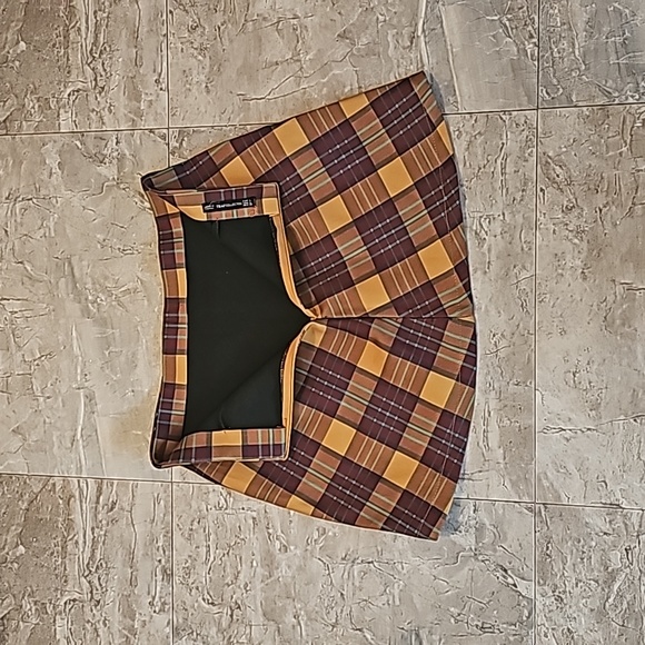 Zara Traf Collection Yellow Pllaid Mini Skirt Size Large - Picture 6 of 6